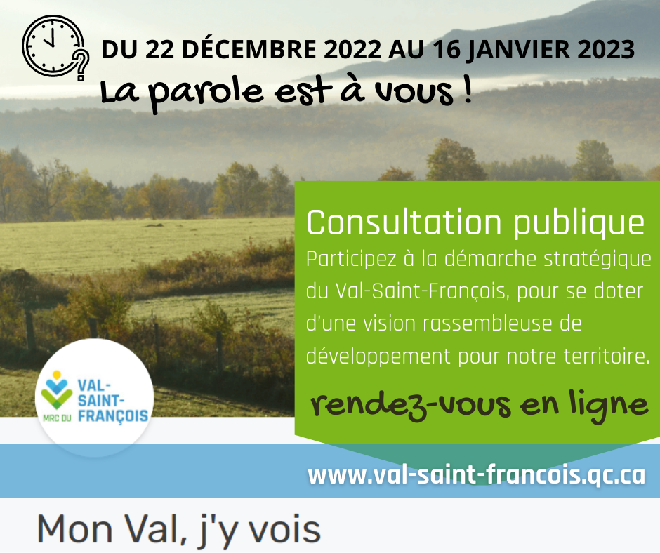 Consultation publique EN LIGNE du Val-Saint-François
